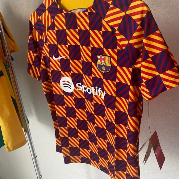 Nike FC Barcelona 2022-23 Youth Pre Match Soccer Jersey Kit.